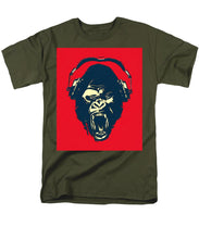 Ape Loves Music With Headphones - Men's T-Shirt  (Regular Fit) Men's T-Shirt (Regular Fit) Pixels Military Green Small 