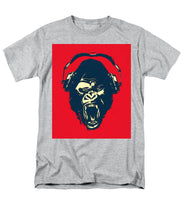 Ape Loves Music With Headphones - Men's T-Shirt  (Regular Fit) Men's T-Shirt (Regular Fit) Pixels Heather Small 