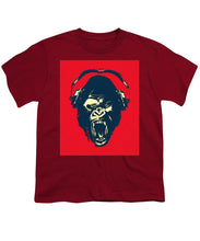 Ape Loves Music With Headphones - Youth T-Shirt Youth T-Shirt Pixels Cardinal Small 