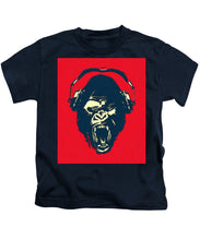 Ape Loves Music With Headphones - Kids T-Shirt Kids T-Shirt Pixels Navy Small 