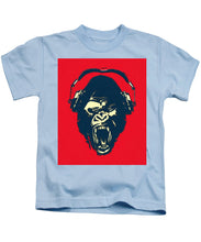 Ape Loves Music With Headphones - Kids T-Shirt Kids T-Shirt Pixels Light Blue Small 