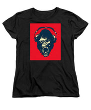 Ape Loves Music With Headphones - Women's T-Shirt (Standard Fit) Women's T-Shirt (Standard Fit) Pixels Black Small 