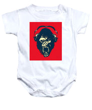 Ape Loves Music With Headphones - Baby Onesie Baby Onesie Pixels White Small 