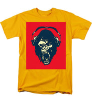 Ape Loves Music With Headphones - Men's T-Shirt  (Regular Fit) Men's T-Shirt (Regular Fit) Pixels Gold Small 
