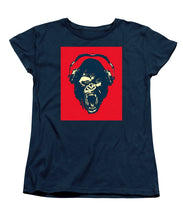 Ape Loves Music With Headphones - Women's T-Shirt (Standard Fit) Women's T-Shirt (Standard Fit) Pixels Navy Small 