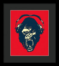 Ape Loves Music With Headphones - Framed Print Framed Print Pixels 10.000" x 12.000" Black Black