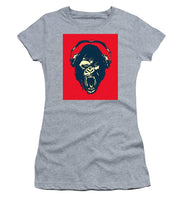 Ape Loves Music With Headphones - Women's T-Shirt (Athletic Fit) Women's T-Shirt (Athletic Fit) Pixels Heather Small 
