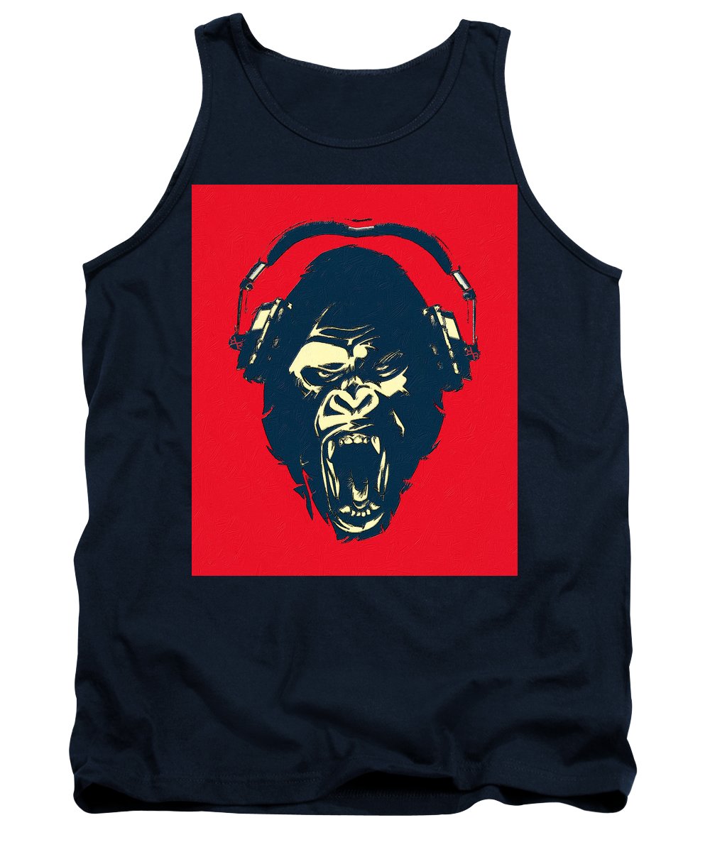 Ape Loves Music With Headphones - Tank Top Tank Top Pixels Navy Small 