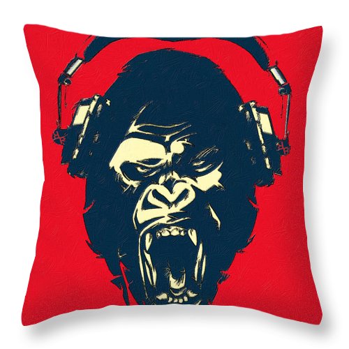 Ape Loves Music With Headphones - Throw Pillow Throw Pillow Pixels 14