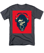 Ape Loves Music With Headphones - Men's T-Shirt  (Regular Fit) Men's T-Shirt (Regular Fit) Pixels Charcoal Small 