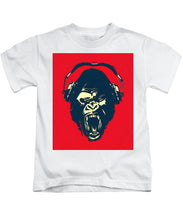 Ape Loves Music With Headphones - Kids T-Shirt Kids T-Shirt Pixels White Small 