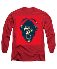 Ape Loves Music With Headphones - Long Sleeve T-Shirt Long Sleeve T-Shirt Pixels Red Small 