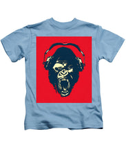 Ape Loves Music With Headphones - Kids T-Shirt Kids T-Shirt Pixels Carolina Blue Small 