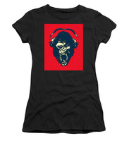 Ape Loves Music With Headphones - Women's T-Shirt (Athletic Fit) Women's T-Shirt (Athletic Fit) Pixels Black Small 