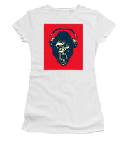 Ape Loves Music With Headphones - Women's T-Shirt (Athletic Fit) Women's T-Shirt (Athletic Fit) Pixels White Small 