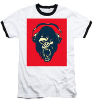 Ape Loves Music With Headphones - Baseball T-Shirt Baseball T-Shirt Pixels White / Black Small 