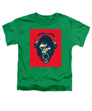 Ape Loves Music With Headphones - Toddler T-Shirt Toddler T-Shirt Pixels Kelly Green Small 