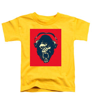 Ape Loves Music With Headphones - Toddler T-Shirt Toddler T-Shirt Pixels Yellow Small 