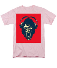 Ape Loves Music With Headphones - Men's T-Shirt  (Regular Fit) Men's T-Shirt (Regular Fit) Pixels Pink Small 