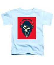 Ape Loves Music With Headphones - Toddler T-Shirt Toddler T-Shirt Pixels Light Blue Small 