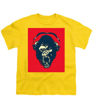Ape Loves Music With Headphones - Youth T-Shirt Youth T-Shirt Pixels Yellow Small 