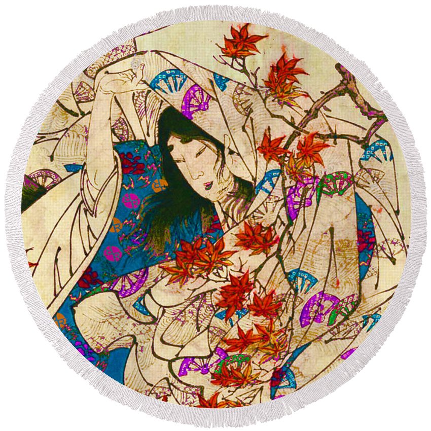 Asian Wind - Round Beach Towel