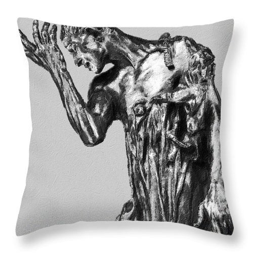 Auguste Painting Of Rodin's Pierre De Wiessant - Throw Pillow