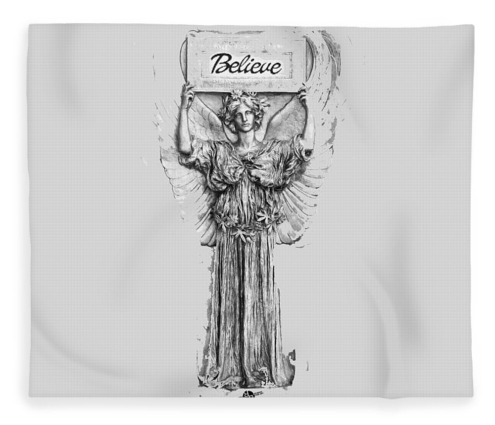 Believe Angel Bw - Blanket