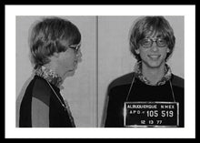 Bill Gates Mug Shot Horizontal Black And White - Framed Print