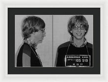 Bill Gates Mug Shot Horizontal Black And White - Framed Print