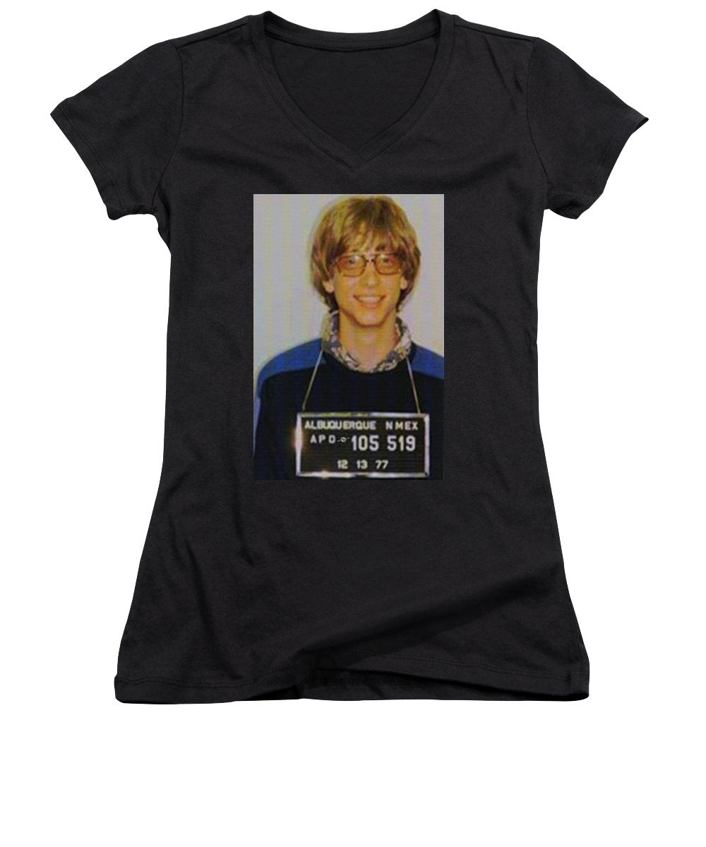 Bill Gates Mug Shot Vertical Color - Women's V-Neck (Athletic Fit)