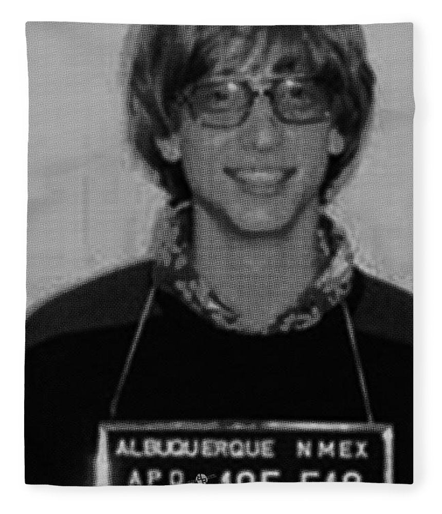 Bill Gates Mug Shot Vertical Black And White - Blanket