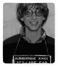 Bill Gates Mug Shot Vertical Black And White - Blanket