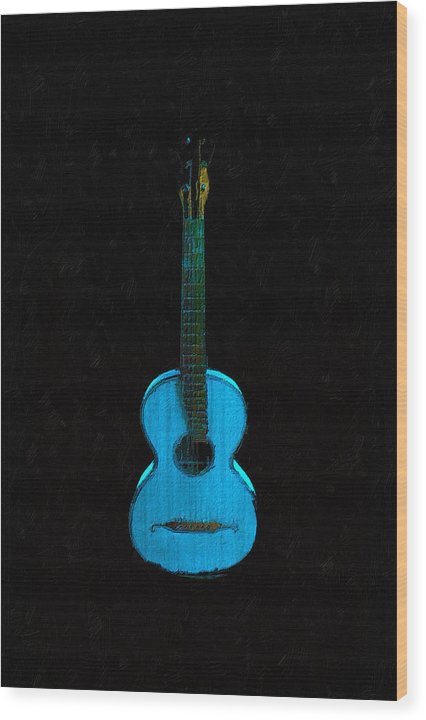 Blue Guitar - Wood Print