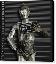 C-3po Mug Shot - Canvas Print Canvas Print Pixels 8.000" x 8.000" Black Glossy