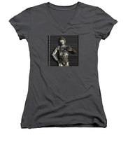 C-3po Mug Shot - Women's V-Neck T-Shirt Women's V-Neck T-Shirt Pixels Charcoal Small 