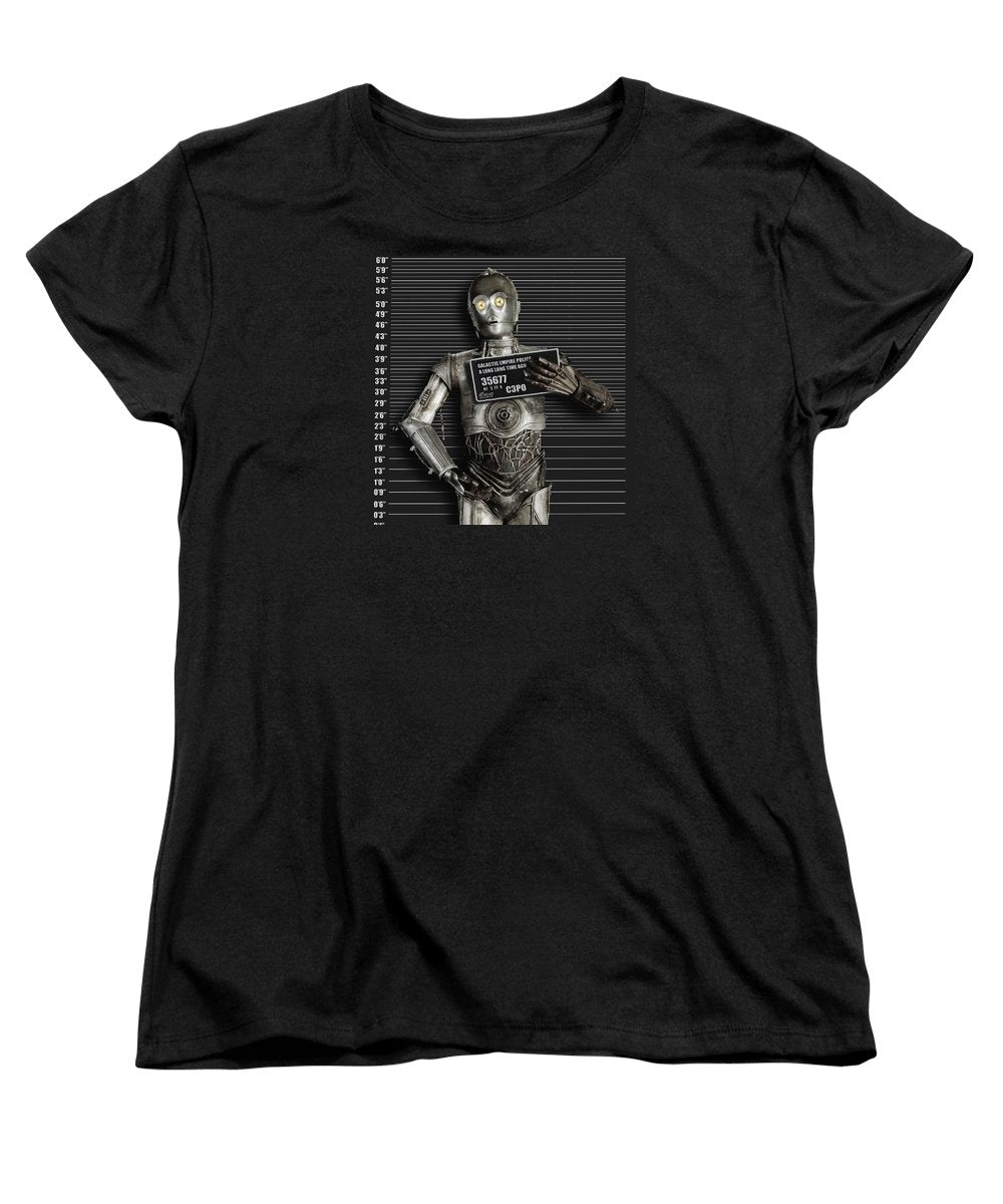C-3po Mug Shot - Women's T-Shirt (Standard Fit) Women's T-Shirt (Standard Fit) Pixels Black Small 