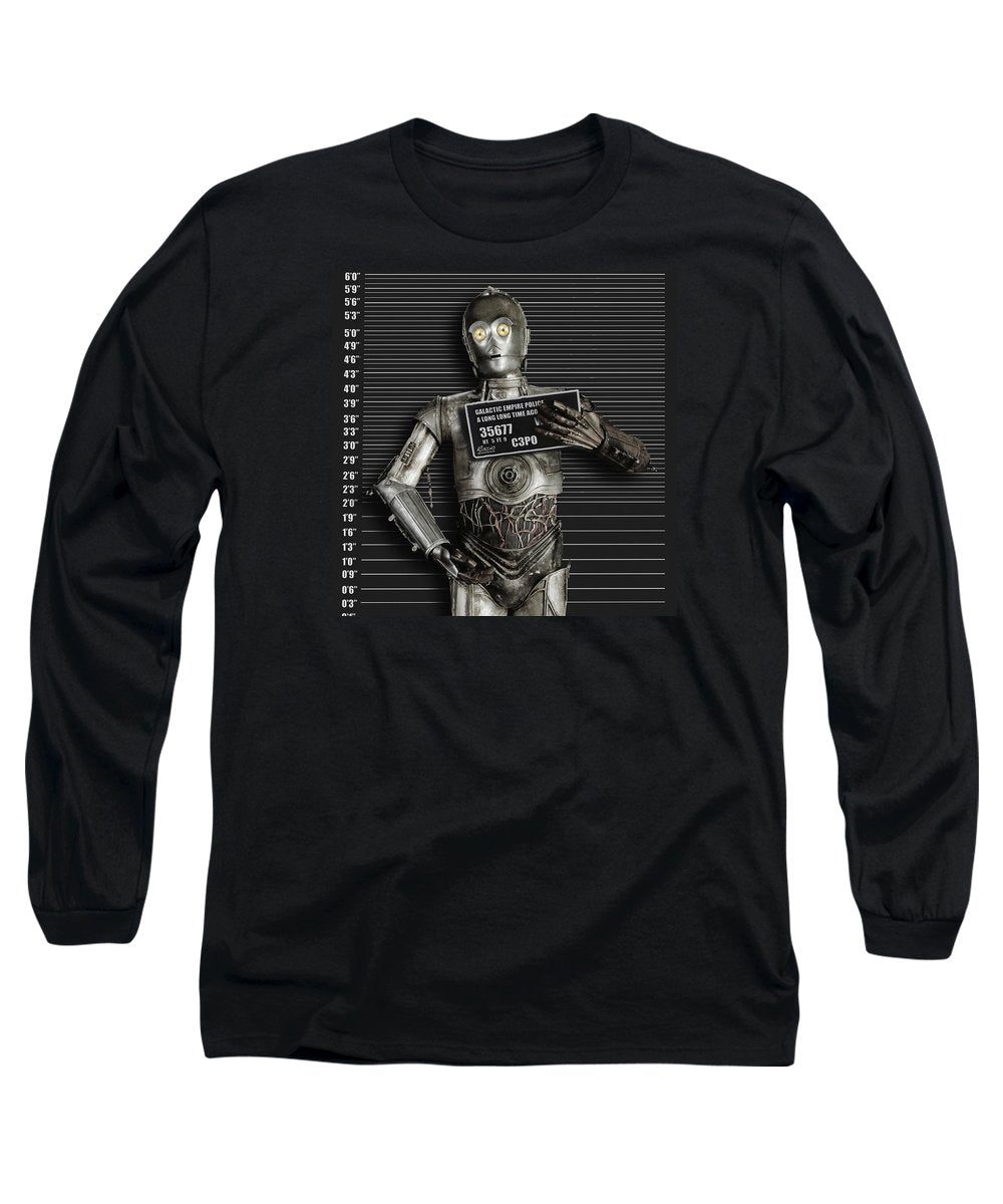 C-3po Mug Shot - Long Sleeve T-Shirt Long Sleeve T-Shirt Pixels Black Small 