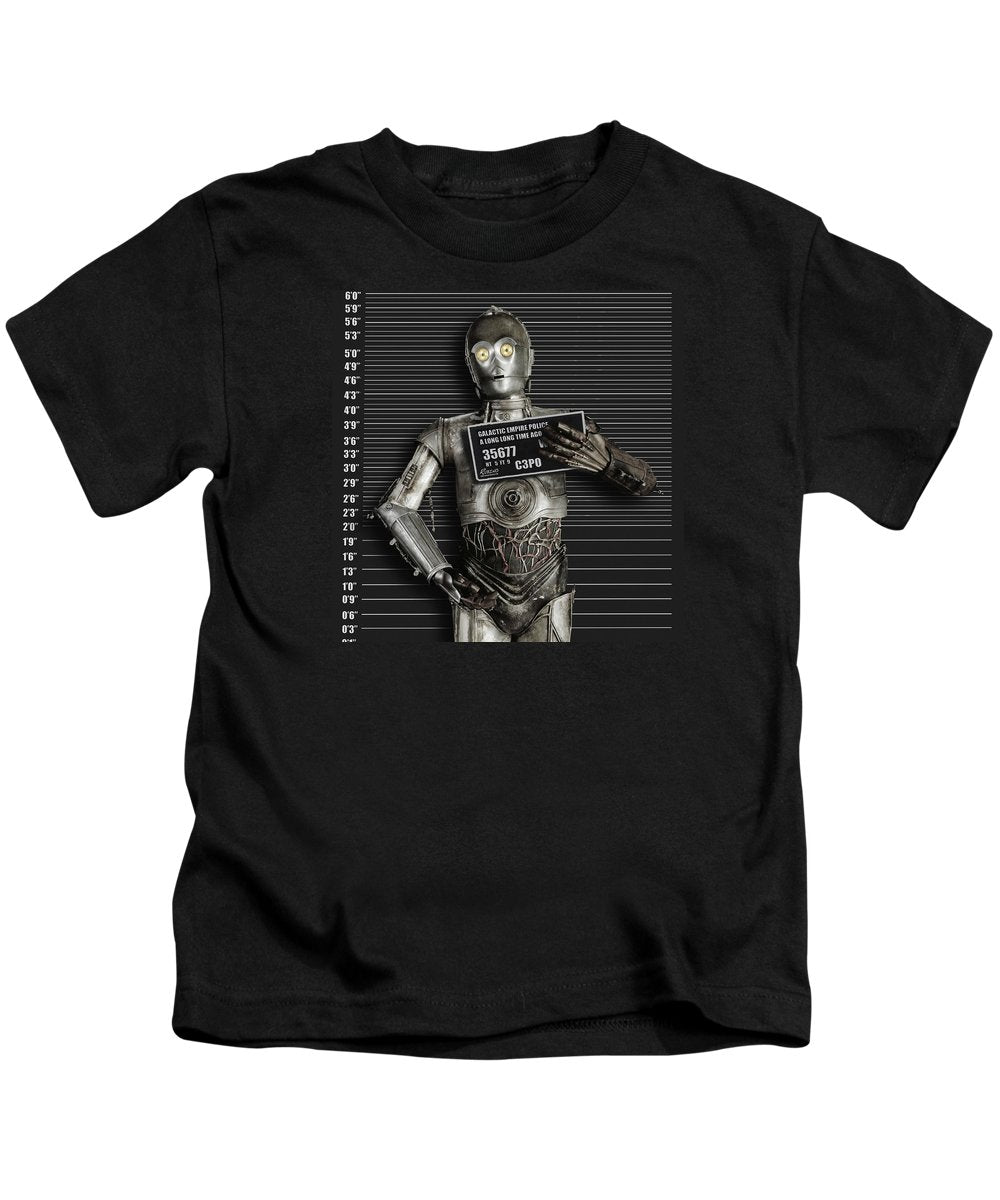 C-3po Mug Shot - Kids T-Shirt Kids T-Shirt Pixels Black Small 