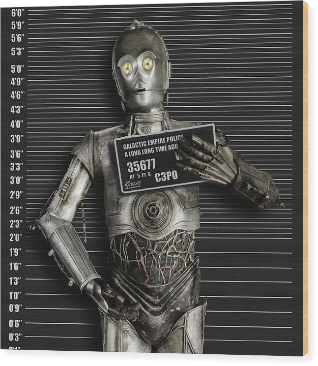 C-3po Mug Shot - Wood Print Wood Print Pixels 8.000