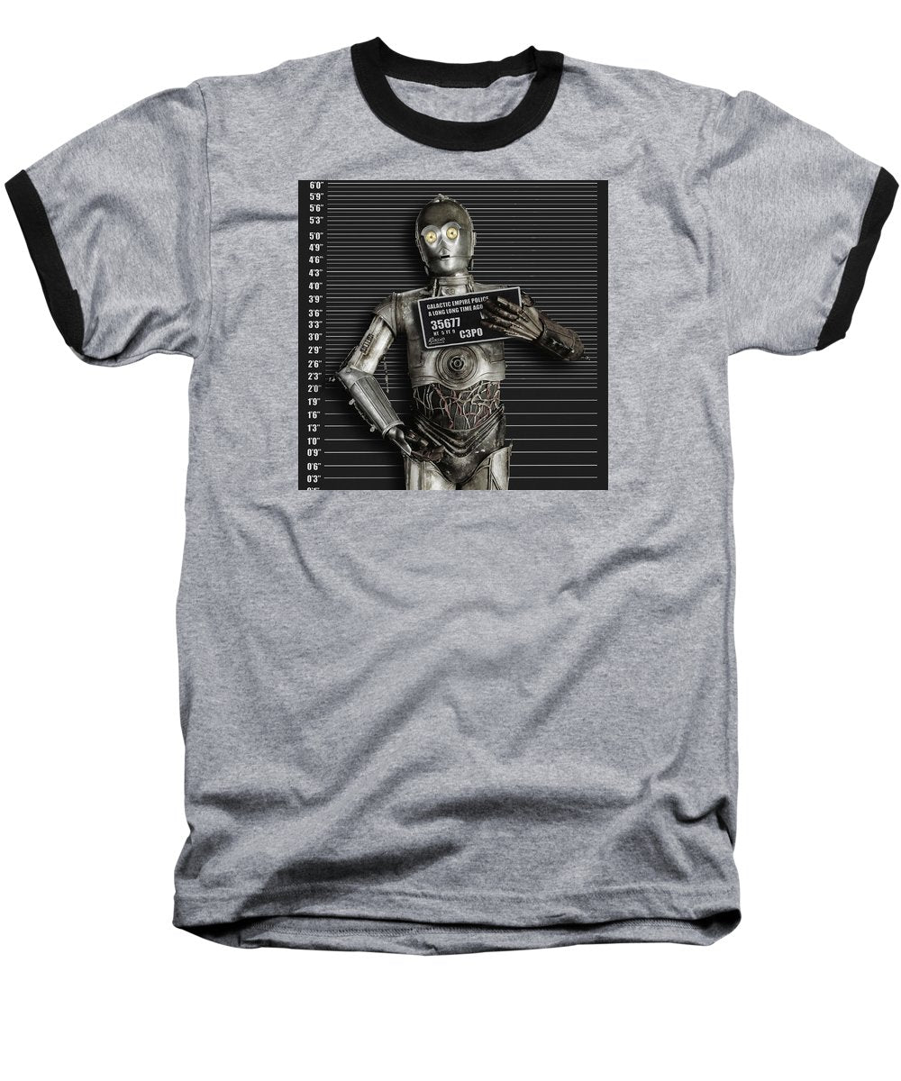 C-3po Mug Shot - Baseball T-Shirt Baseball T-Shirt Pixels Heather / Black Small 