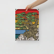 Bonsai Tree In Japanese Zen Buddhist Enso Circle  Retro Sunset Zen Yoga Canvas