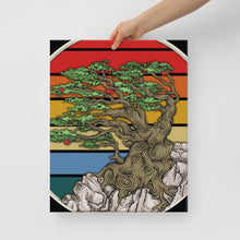 Bonsai Tree In Japanese Zen Buddhist Enso Circle  Retro Sunset Zen Yoga Canvas
