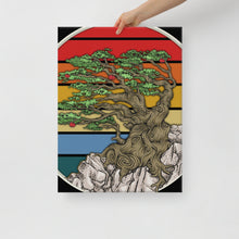 Bonsai Tree In Japanese Zen Buddhist Enso Circle  Retro Sunset Zen Yoga Canvas