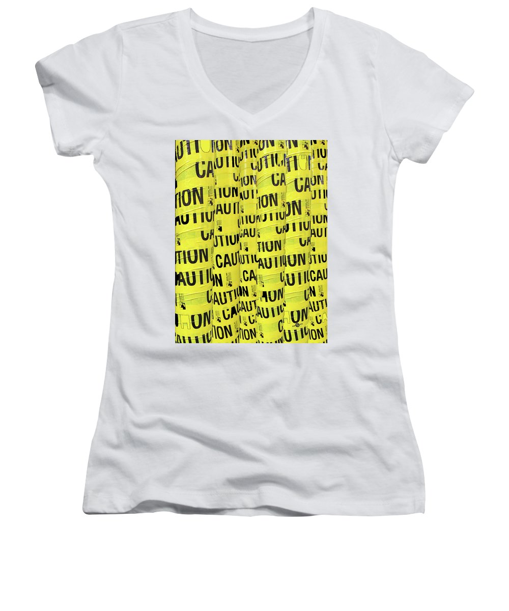 Caution - Women's V-Neck (Athletic Fit)