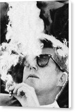 Cigar Smoker Cigar Lover Jfk Gifts Black And White Photo - Canvas Print
