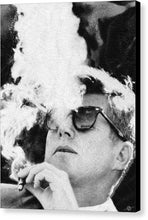 Cigar Smoker Cigar Lover Jfk Gifts Black And White Photo - Canvas Print