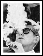 Cigar Smoker Cigar Lover Jfk Gifts Black And White Photo - Framed Print