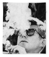 Cigar Smoker Cigar Lover Jfk Gifts Black And White Photo - Blanket