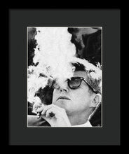 Cigar Smoker Cigar Lover Jfk Gifts Black And White Photo - Framed Print
